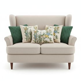 SOGA 5PC Botanical Garden & Meadow Pillowcase Set with Forest Green Diamond pillow Covers