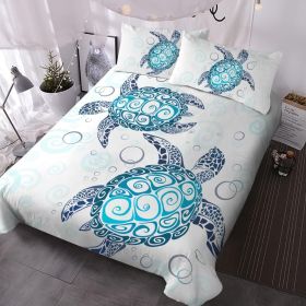 Sea Turtle Bedding Aqua Teal Blue Duvet Cover Sets Beach Turtle Twin Size Bed Sets for Girls Women Ocean 3 Piece Turtle Themed Comforter Cover wi (Color: White, size: Twin)