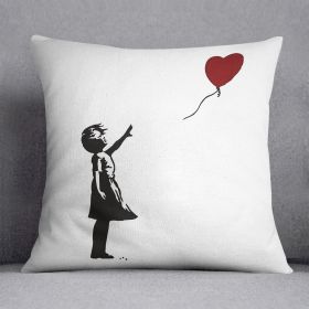 Banksy Balloon Heart Girl Cushion (Insert: With Insert, size: 16" X 16")