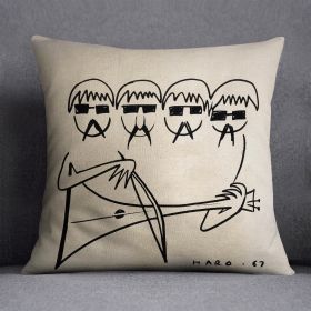 A Beatles Cartoon by Haro Cushion (Insert: Without Insert, size: 18" X 18")