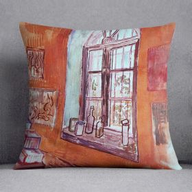 Window of Vincent s Studio at the Asylum by Van Gogh Cushion (Insert: With Insert, size: 20" X 20")