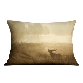 Large red deer stag silhouette in autumn Cushion (Insert: With Insert, size: 14" X 14")
